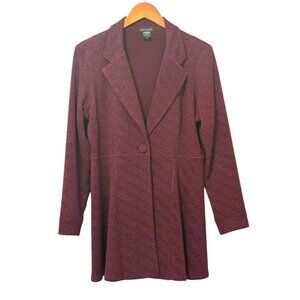 Eva Varro Long Sleeve Empire 1-Button Jacket Jacquard Plum Merlot Lined Size XL
